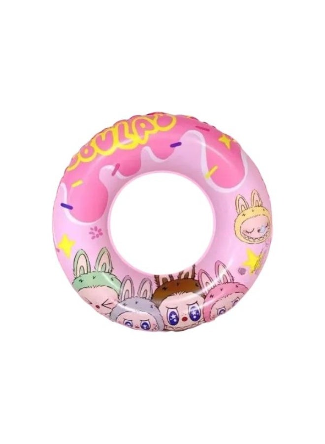 Pink Inflatable Swimming Ring for Kids, 70 cm with Cartoon Design - Image 1