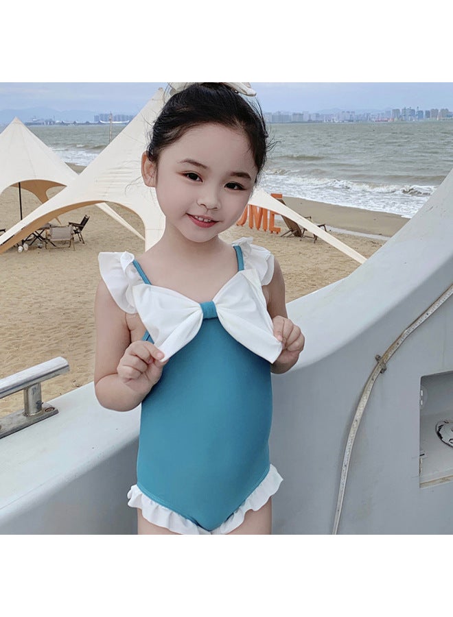 Loquat Children's Swimwear Female Princess Girl One-piece Baby Baby Girl Cute Swimming Set Wholesale-Color:83012 Blue Girls + Bottom Swimming Ring- - Image 4