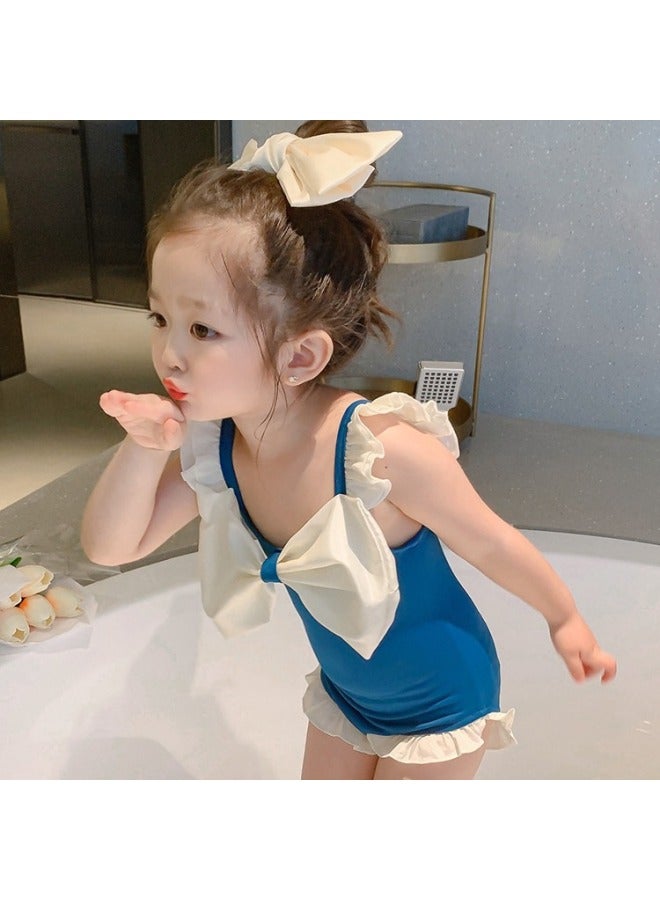 Loquat Children's Swimwear Female Princess Girl One-piece Baby Baby Girl Cute Swimming Set Wholesale-Color:83012 Blue Girls + Bottom Swimming Ring- - Image 3