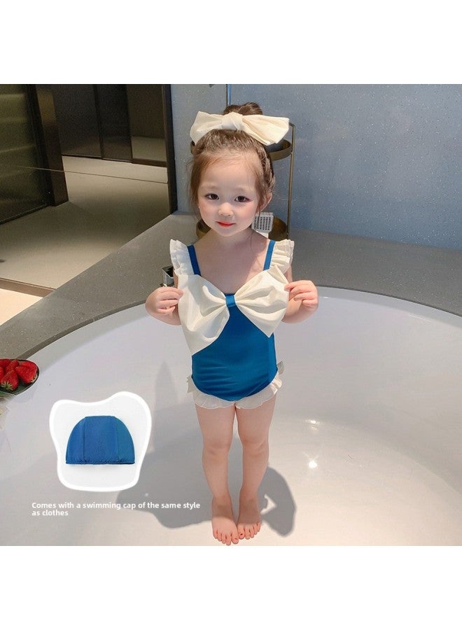 Loquat Children's Swimwear Female Princess Girl One-piece Baby Baby Girl Cute Swimming Set Wholesale-Color:83012 Blue Girls + Bottom Swimming Ring- - Image 2