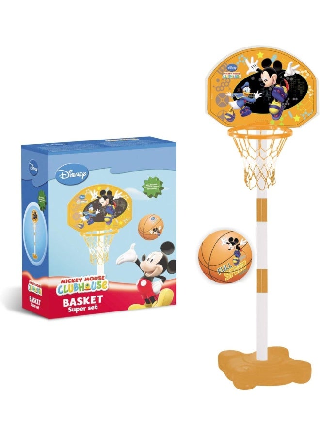 موندو سلة كرة السلة للأطفال من موندو ميكي ماوس – ارتفاع قابل للتعديل حتى 165 سم، للاستخدام الداخلي والخارجي - Image 1