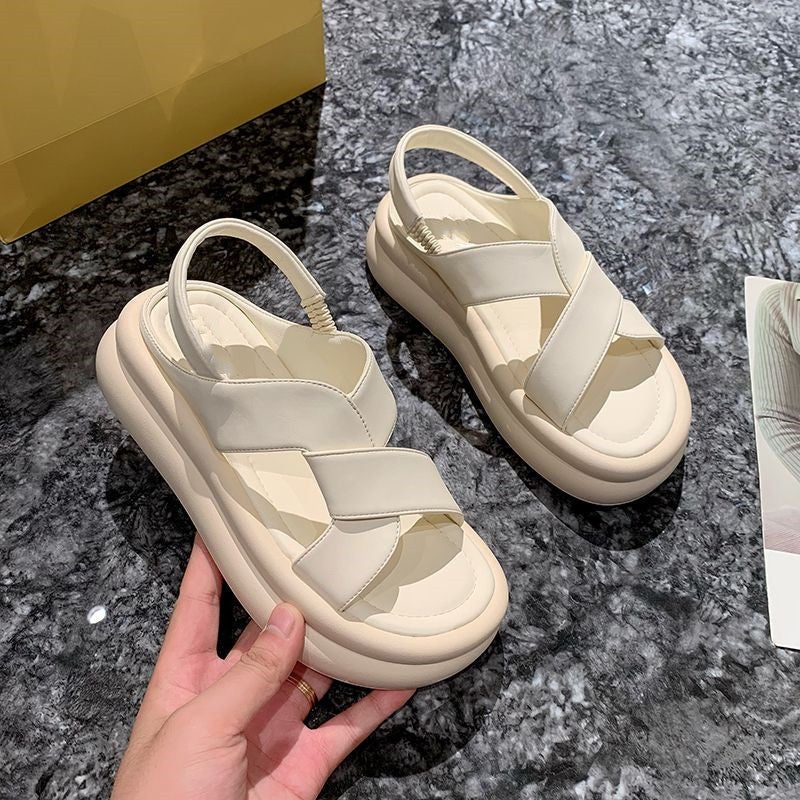 Size 35-43 Sandals For Women 41 Outer Wear Platform Thick-Soled Beach Shoes French Style With Skirt Roman Shoes 42 Large Size Women'S Shoes - Image 1