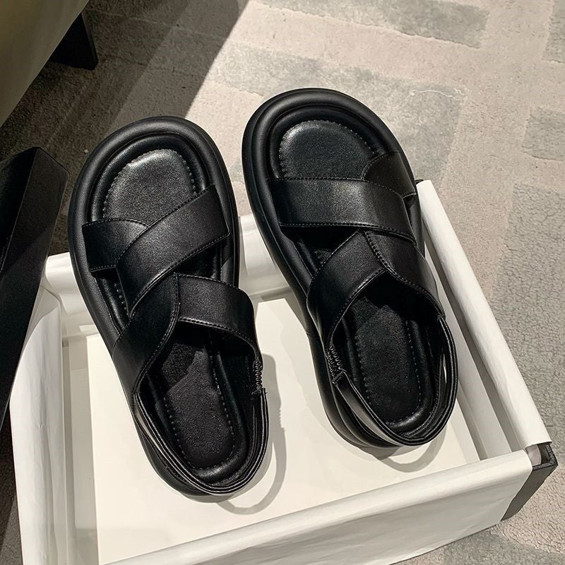 Size 35-43 Sandals For Women 41 Outer Wear Platform Thick-Soled Beach Shoes French Style With Skirt Roman Shoes 42 Large Size Women'S Shoes - Image 3
