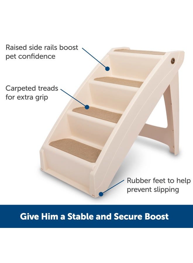 PetSafe CozyUp Folding Dog Stairs - Pet for Indoor/Outdoor at Home or Travel Steps High Beds with Siderails, Non-Slip Pads Durable, Support up to 150 lbs Large, Tan - Image 4