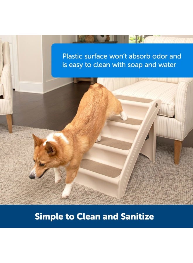 PetSafe CozyUp Folding Dog Stairs - Pet for Indoor/Outdoor at Home or Travel Steps High Beds with Siderails, Non-Slip Pads Durable, Support up to 150 lbs Large, Tan - Image 5