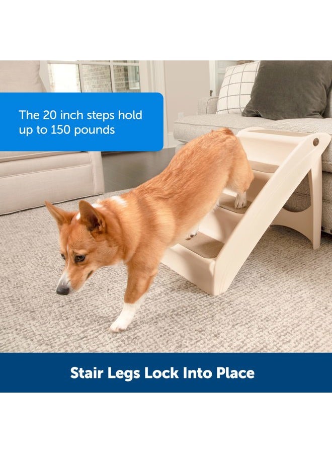 PetSafe CozyUp Folding Dog Stairs - Pet for Indoor/Outdoor at Home or Travel Steps High Beds with Siderails, Non-Slip Pads Durable, Support up to 150 lbs Large, Tan - Image 3