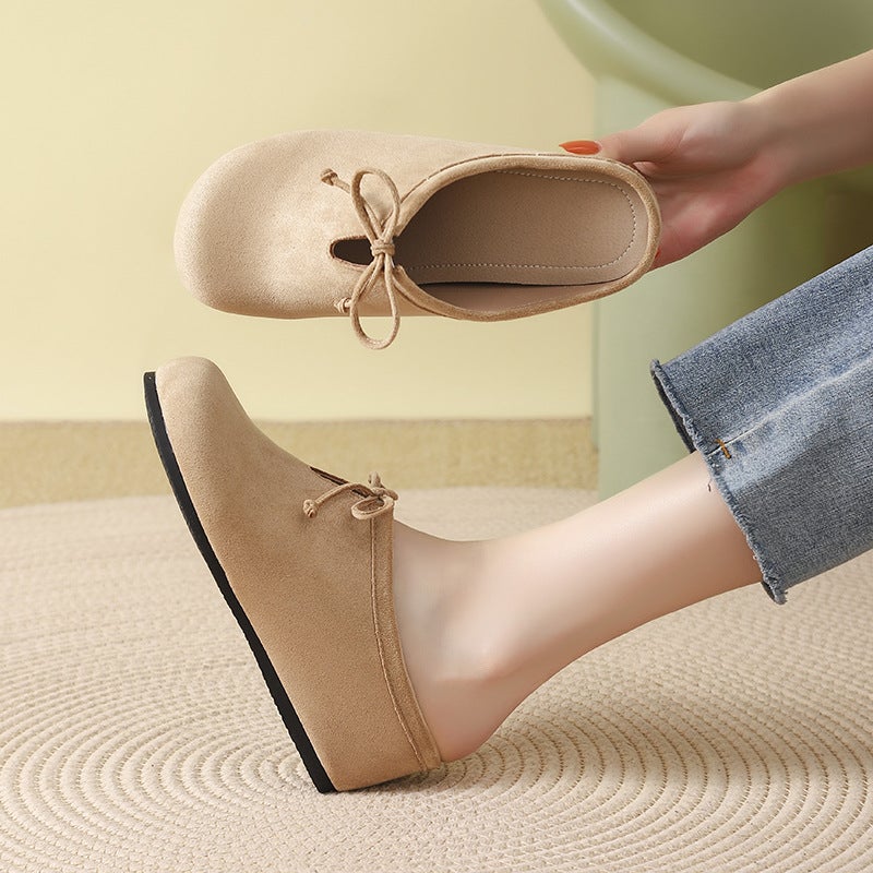 5Cm Inner Height Platform Shoes Burken Shoes Women'S Summer Outwear Retro Ugly Cute Leather Slip-On Half Slippers - Image 2