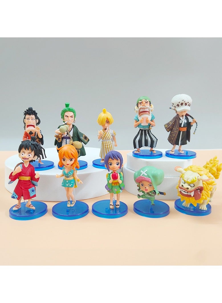 general One Piece Wano Country 10 Kimonos Luffy Zoloyama Jira Kinemon Ayu Figure Toy Cake Ornaments - Image 1