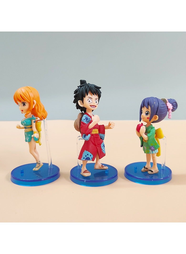 general One Piece Wano Country 10 Kimonos Luffy Zoloyama Jira Kinemon Ayu Figure Toy Cake Ornaments - Image 2