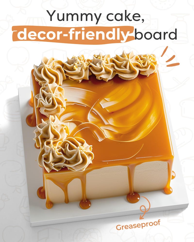 Kootek 12 Inch Square Cake Drum, 1/2 Inch Thick Sturdy Boards with Fully Wrapped Edges, Heavy Duty Corrugated Cardboard Base for Decorating Baking Supplies, Base para Pastel, 1 Pack - Image 3