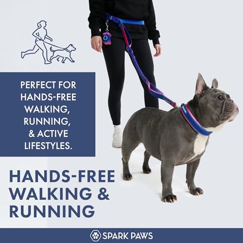 Spark Paws Handsfree Dog Leash Shock Absorbing Waist Bungee Lead for Running Car Seatbelt Clip Poop Bag Set Heavy Duty Tactical Lead for Medium Large XLarge Breeds Snow Cone - Image 3