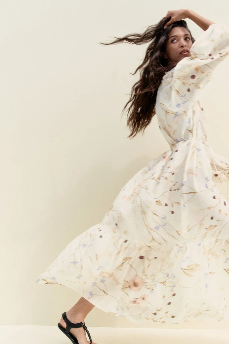 اتش اند ام فستان فضفاض بحزام قابل للربط