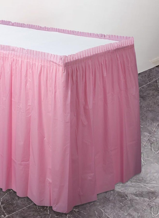 Amscan New Pink Plastic Table Skirt - 21' x 29" (1 Pc.) - Durable, Easy-to-Use & Stylish Event Decor, Perfect for Parties, Weddings, & Special Occasions - Image 3