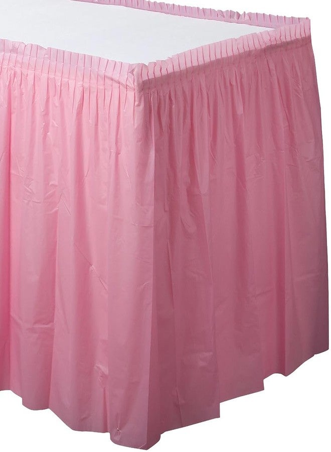 Amscan New Pink Plastic Table Skirt - 21' x 29" (1 Pc.) - Durable, Easy-to-Use & Stylish Event Decor, Perfect for Parties, Weddings, & Special Occasions - Image 1