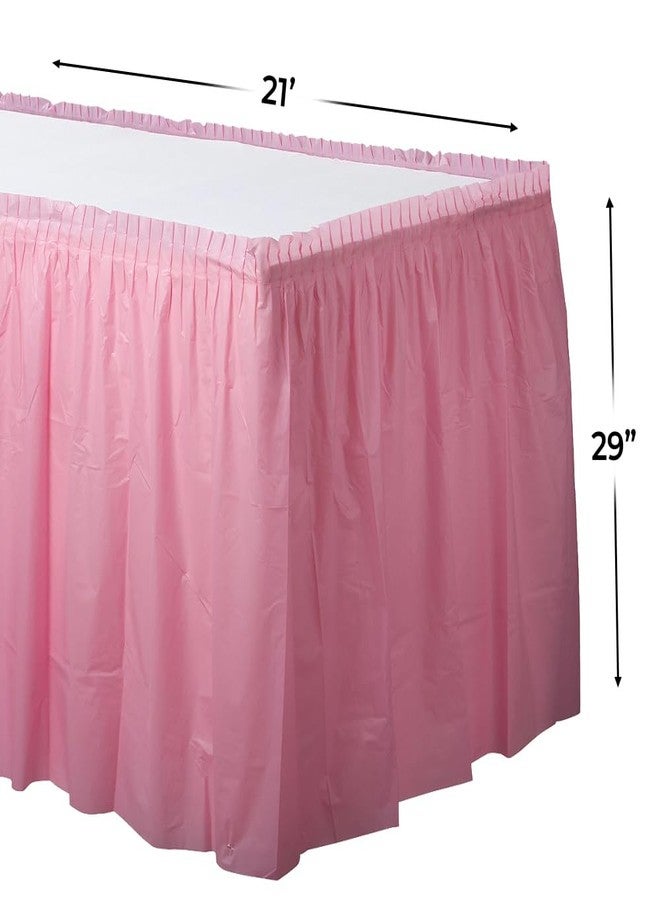 Amscan New Pink Plastic Table Skirt - 21' x 29" (1 Pc.) - Durable, Easy-to-Use & Stylish Event Decor, Perfect for Parties, Weddings, & Special Occasions - Image 2
