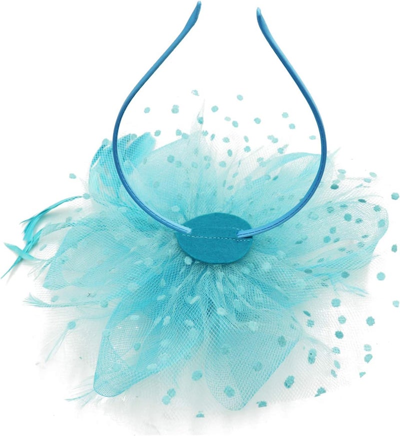 Wheebo Fascinator Hat Flower Feather Mesh Veil Wedding Tea Party Cocktail Hat Headwear for Women Lady Girls - Image 4