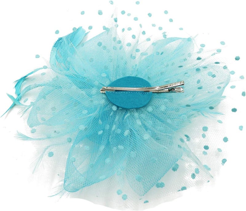 Wheebo Fascinator Hat Flower Feather Mesh Veil Wedding Tea Party Cocktail Hat Headwear for Women Lady Girls - Image 3