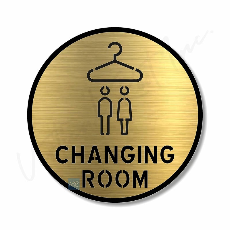 Vertical Root Inc ® Premium Brush Gold Finish Acrylic Changing Room Door Sign Easy to Mount Self-Adhesive Tape Signage for Hotel Office Resort Society Corporate Business. - Image 1