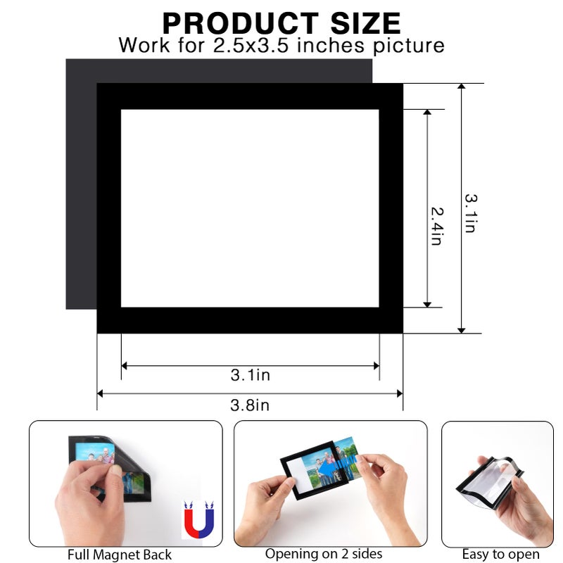 STTMGN Magnetic Picture Frames with Black Border(2.5"X3.5",12 Pack),Mini Wallet Size Magnet Photo Sleeves Pockets/Holder,Decorations for Home/Office/School/Classroom/Party - Image 3
