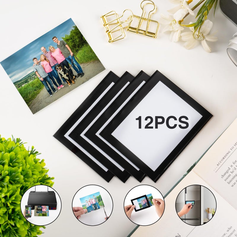 STTMGN Magnetic Picture Frames with Black Border(2.5"X3.5",12 Pack),Mini Wallet Size Magnet Photo Sleeves Pockets/Holder,Decorations for Home/Office/School/Classroom/Party - Image 2