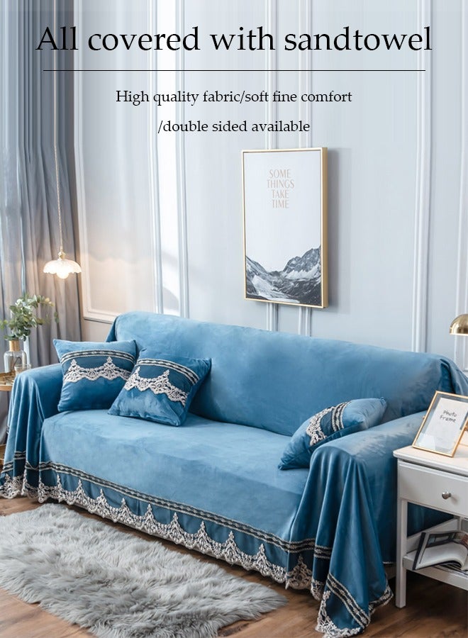 DUNISO Sofa cover, chenille tassels sofa blanket, towel blanket, one piece furniture protective cover, dustproof and anti slip, suitable for all seasons, suitable for sofa bed and living room decoration, 200 * 260cm - Image 5