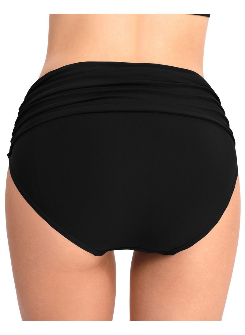 Loquat Solid Color Plunge Bikini Bottom Black  - Image 2