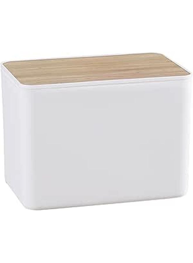 White Wood Grain Tissue Box Holder With Flip Lid For Bathroom Office Living Room - Image 1