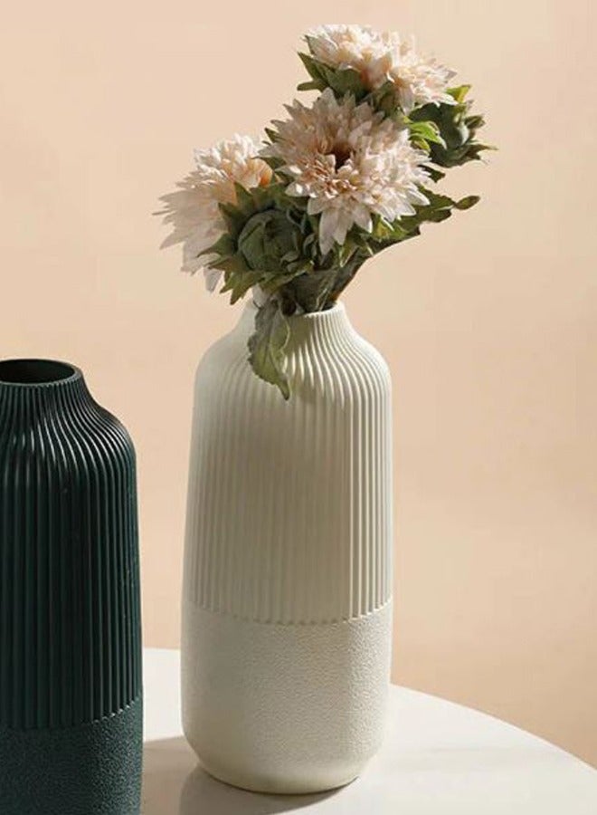 سويس كانتون مزهرية زهور بلاستيكي فاخر بتصميم نوردك - أبيض - 25 سم، مظهر خزفي، خفيف الوزن وغير قابل للكسر، مزهرية ديكورية عصرية للمنزل والمكتب والفعاليات وترتيبات الزهور - Image 2