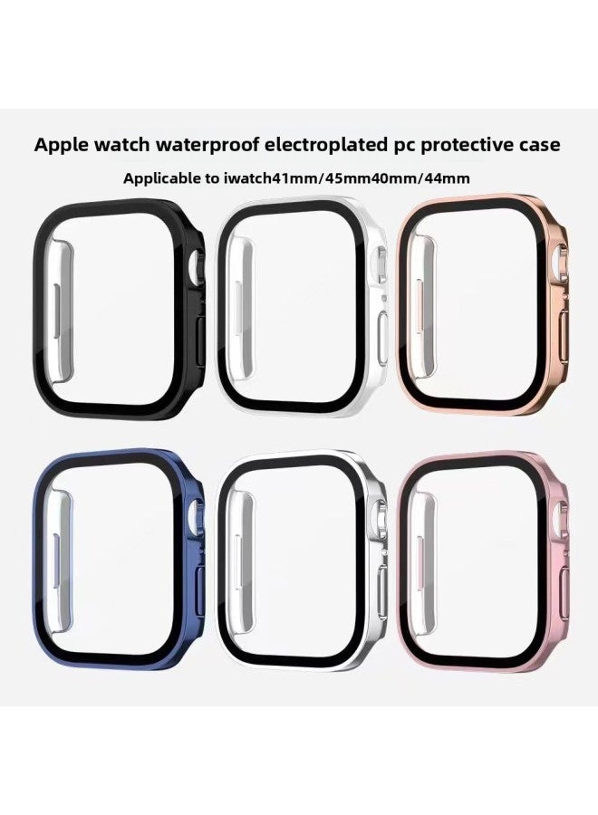 Loquat Suitable For Apple S10 Watch Case Waterproof Electroplated PC Case Film Integrated For Apple Watch789 All-inclusive Protection-Color:Silver Plating (OPP)-Exterior Dimension:41mm (7/8/9 Generations)  - Image 2