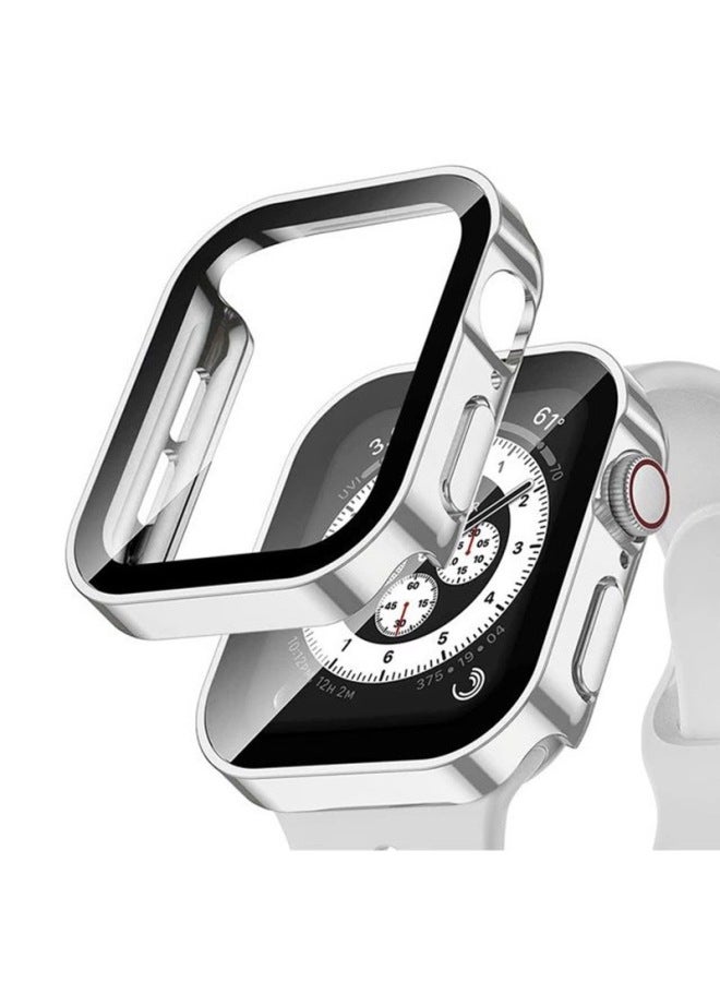 Loquat Suitable For Apple S10 Watch Case Waterproof Electroplated PC Case Film Integrated For Apple Watch789 All-inclusive Protection-Color:Silver Plating (OPP)-Exterior Dimension:41mm (7/8/9 Generations)  - Image 3