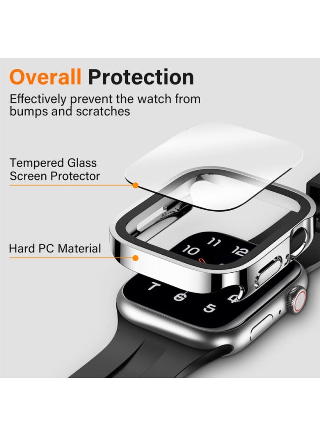 Loquat Suitable For Apple S10 Watch Case Waterproof Electroplated PC Case Film Integrated For Apple Watch789 All-inclusive Protection-Color:Silver Plating (OPP)-Exterior Dimension:41mm (7/8/9 Generations)  - Image 5