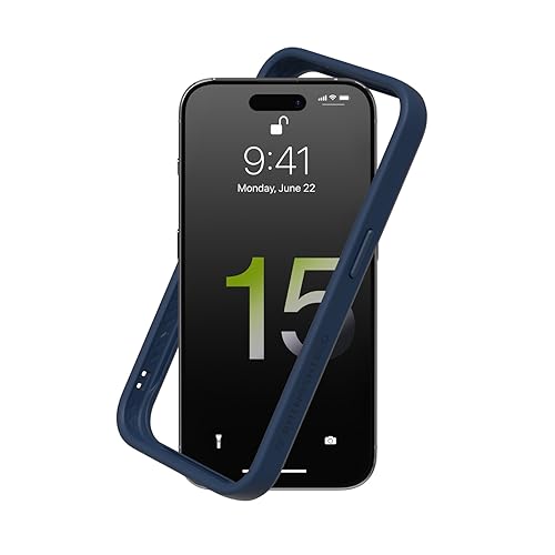 RhinoShield Bumper Case Compatible with [iPhone 15 Pro Max] | CrashGuard - Shock Absorbent Slim Design Protective Cover 3.5M / 11ft Drop Protection - Navy Blue - Image 1