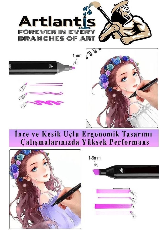 Artlantis Sketchbook A5 50 Sheets 100 gr 1 Piece 36 Colors Double Sided Marker Pen 36 Pieces Touch Double Ended  - Image 5