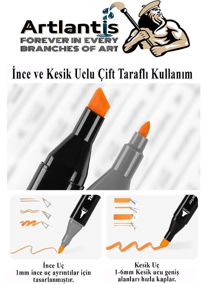 Artlantis Sketchbook A5 50 Sheets 100 gr 1 Piece 36 Colors Double Sided Marker Pen 36 Pieces Touch Double Ended  - Image 4