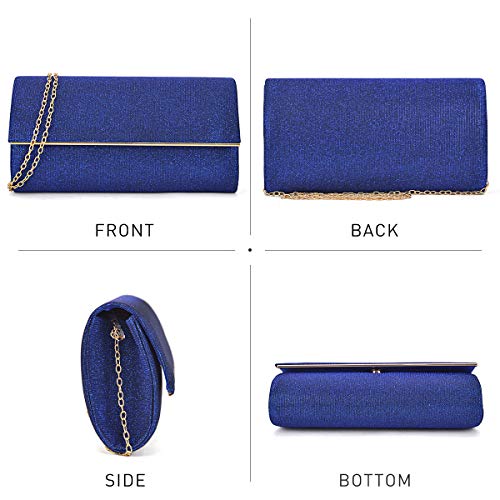 Dasein Women's Evening Bag Glitter Clutch Wedding Bridal Purse Sparkle Cocktail Party Prom Handbag (Blue) - Image 3