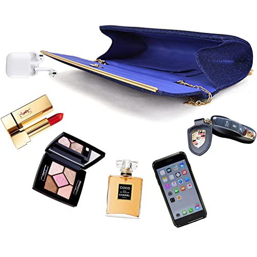 Dasein Women's Evening Bag Glitter Clutch Wedding Bridal Purse Sparkle Cocktail Party Prom Handbag (Blue) - Image 5