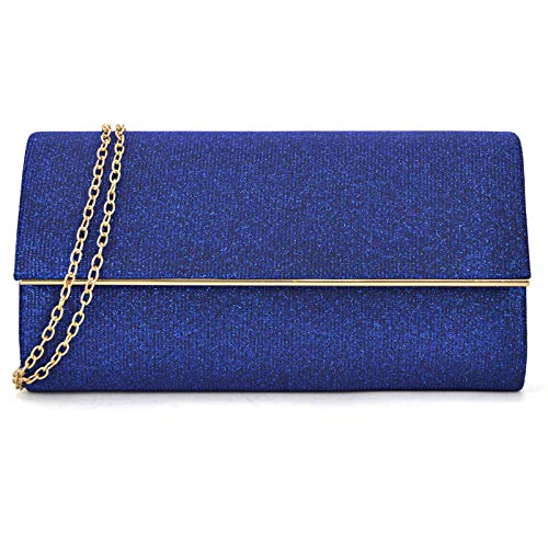 Dasein Women's Evening Bag Glitter Clutch Wedding Bridal Purse Sparkle Cocktail Party Prom Handbag (Blue) - Image 1