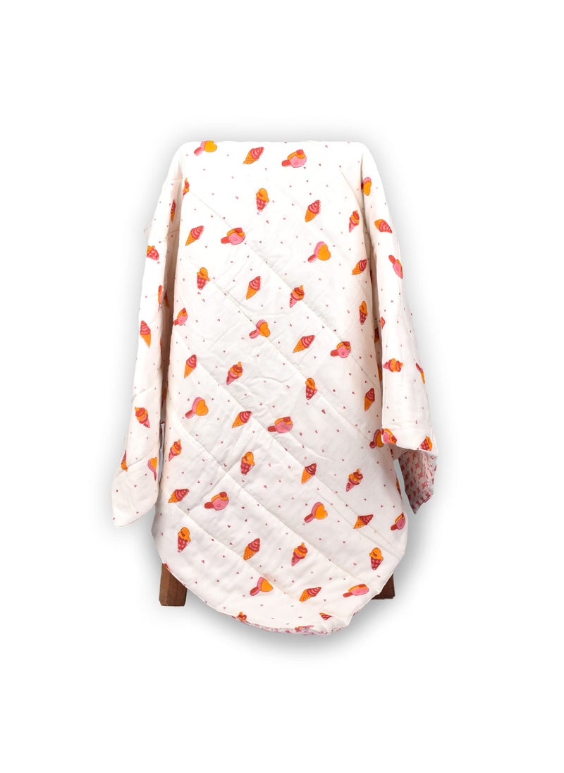MOM'S HOME - MOM'S HOME Organic Cotton Super soft Baby Ac Quilt Muslin Blanket- Ice Cream 0-4 Years - 100 * 120 - Image 1