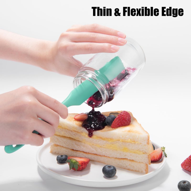 Doosu Silicone Jar Scraper Spatula, 600Â°F Heat Resistant Rubber Scraping Tool for Jam Nut Butter Sourdough, Flexible Skinny Cream Spreader Long Slim Kitchen Spurtle for Jar Blender Bottle (Aqua Sky) - Image 3