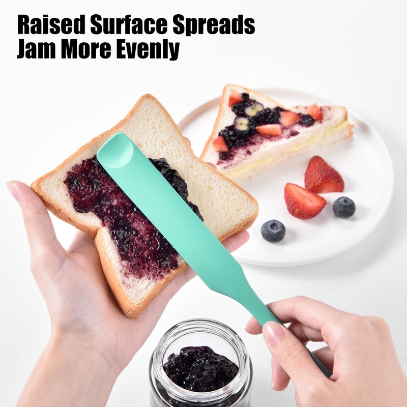 Doosu Silicone Jar Scraper Spatula, 600Â°F Heat Resistant Rubber Scraping Tool for Jam Nut Butter Sourdough, Flexible Skinny Cream Spreader Long Slim Kitchen Spurtle for Jar Blender Bottle (Aqua Sky) - Image 5