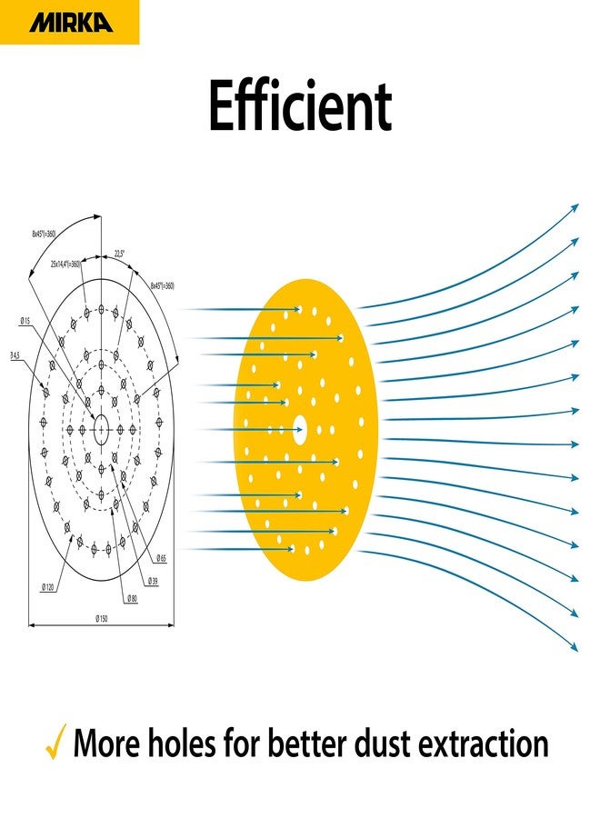 Mirka Gold Multifit 5'' Sandpaper Grit 180 Hook and Loop, 50 Pack 5 inch Sanding Discs for Orbital Sander, Sand Paper Pads for Wood, Drywall, Metal - Image 4