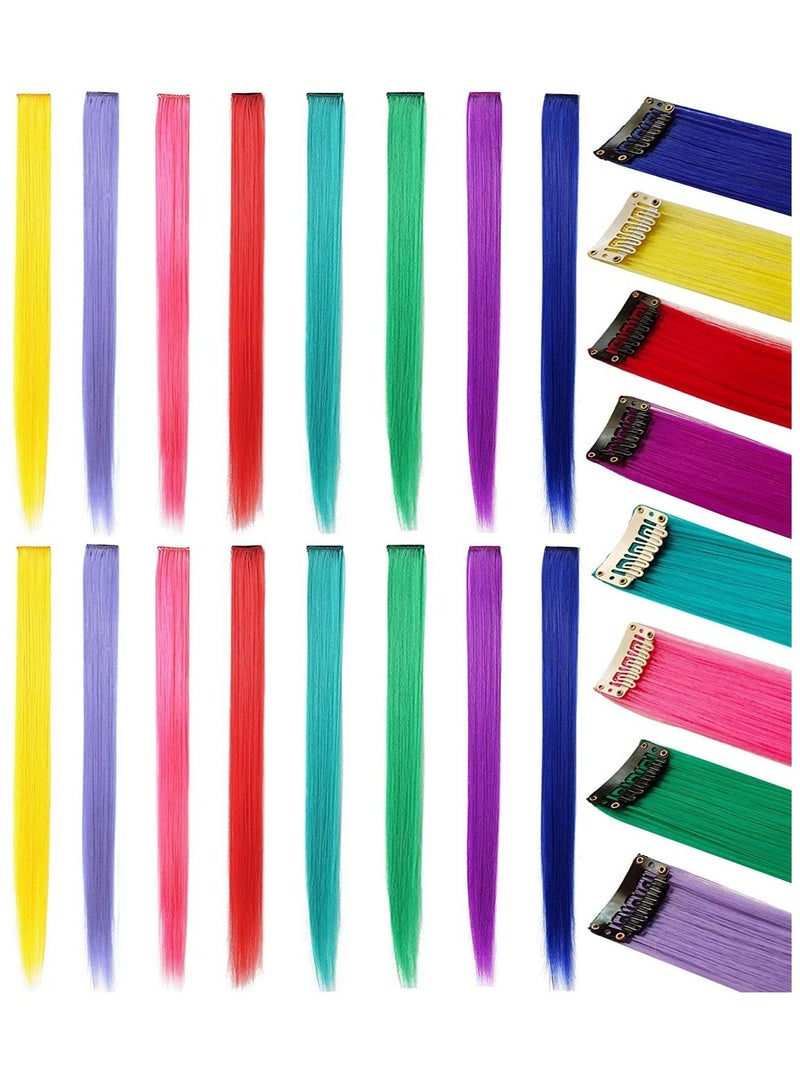 إستيل إكسسوارات شعر عصرية بألوان للبنات ، مشبك على قطع شعر مستعار بألوان قوس قزح للفتيات والمراهقين الأمريكيين ، إطالة الشعر الملون ، باروكات الشعر الملونة متعددة الألوان للحفلات - Image 1