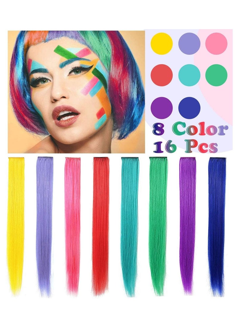 إستيل إكسسوارات شعر عصرية بألوان للبنات ، مشبك على قطع شعر مستعار بألوان قوس قزح للفتيات والمراهقين الأمريكيين ، إطالة الشعر الملون ، باروكات الشعر الملونة متعددة الألوان للحفلات - Image 2