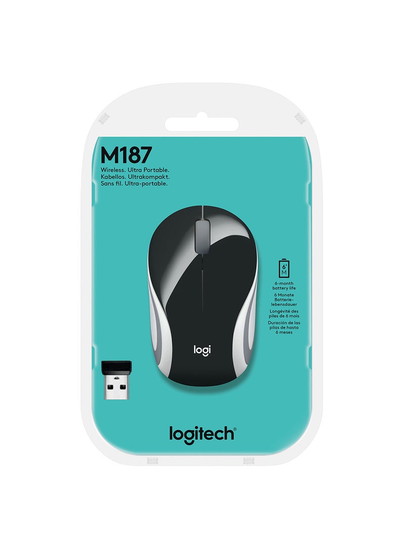 Logitech M187 Ultra Portable Wireless Mouse, 2.4 GHz With USB Receiver, 1000 DPI Optical Tracking, 3-Buttons, PC / Mac / Laptop Black - Image 5