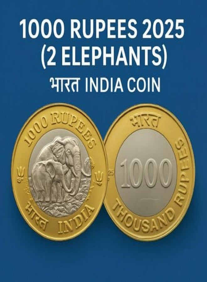 newway 1000 Rupees 2025 Twin Elephants, India Fantasy Rare Bi-Metallic Coin - Image 2