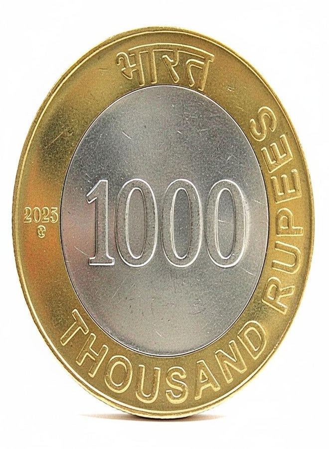 newway 1000 Rupees 2025 Twin Elephants, India Fantasy Rare Bi-Metallic Coin - Image 4