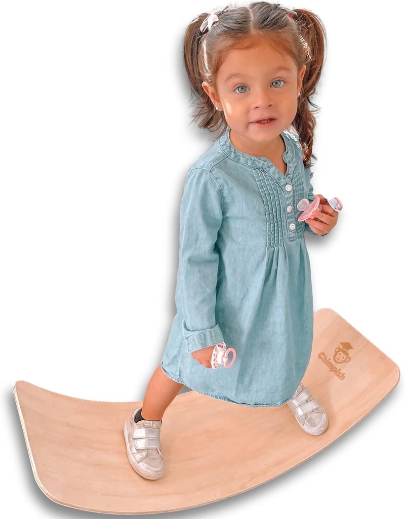 Chimpish Wooden Balance Board - 37 inch Finger Safe Wobble Board for Toddlers, Wooden Balance Board for Kids - Image 1