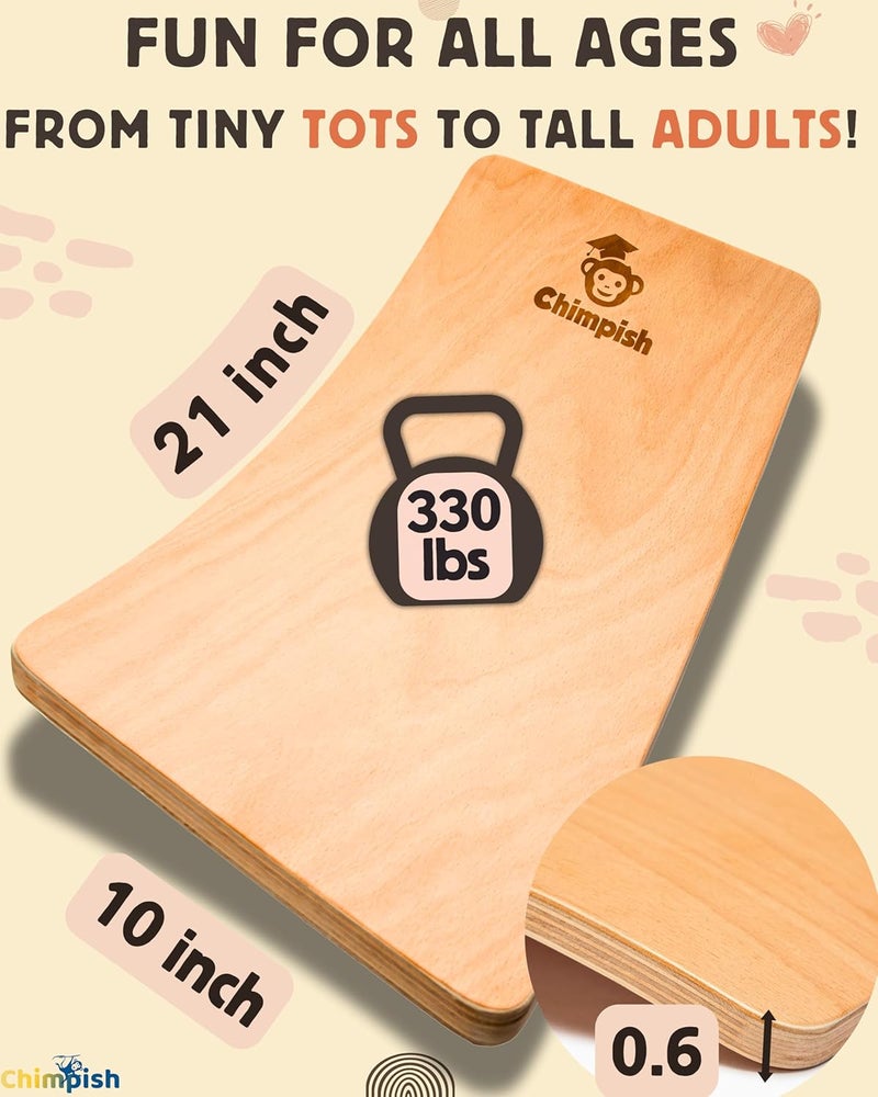 Chimpish Wooden Balance Board - 37 inch Finger Safe Wobble Board for Toddlers, Wooden Balance Board for Kids - Image 2
