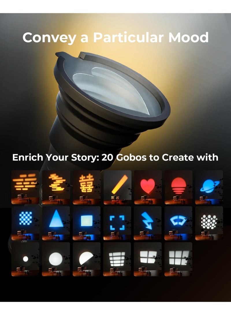 SMALLRIG RGB LED Photography Flashlight, 7500mAh Aluminum Alloy Patterned Ambient Light, 4 Color Fill Light with 20 Patterned Light Filters, Perfect for Photo, Content Creation Accessories RF10C 4634 - Image 2