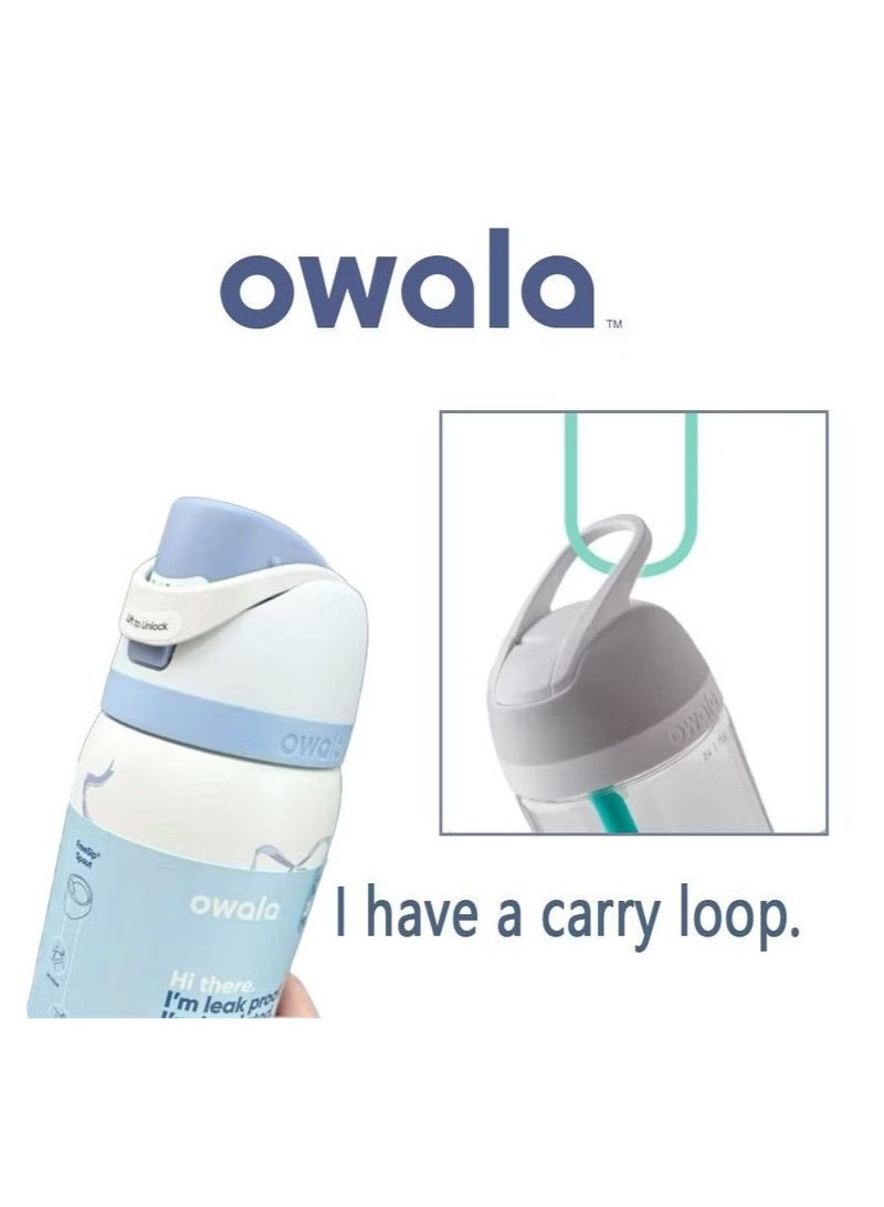 Owala زجاجة مياه رياضية من أوالا فري سيب معزولة مزدوجة من الفولاذ المقاوم للصدأ | مع قشة | خالية من BPA | عبوة واحدة | 32 أونصة (رباط أزرق) - Image 3